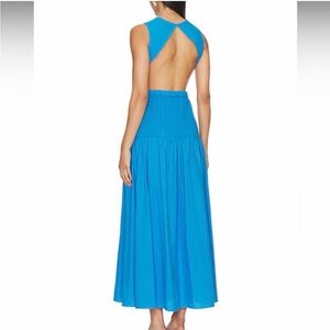 SNDYS Lottie Dress in Blue BNWT Open Back Maxi Dress Smocking Size XS